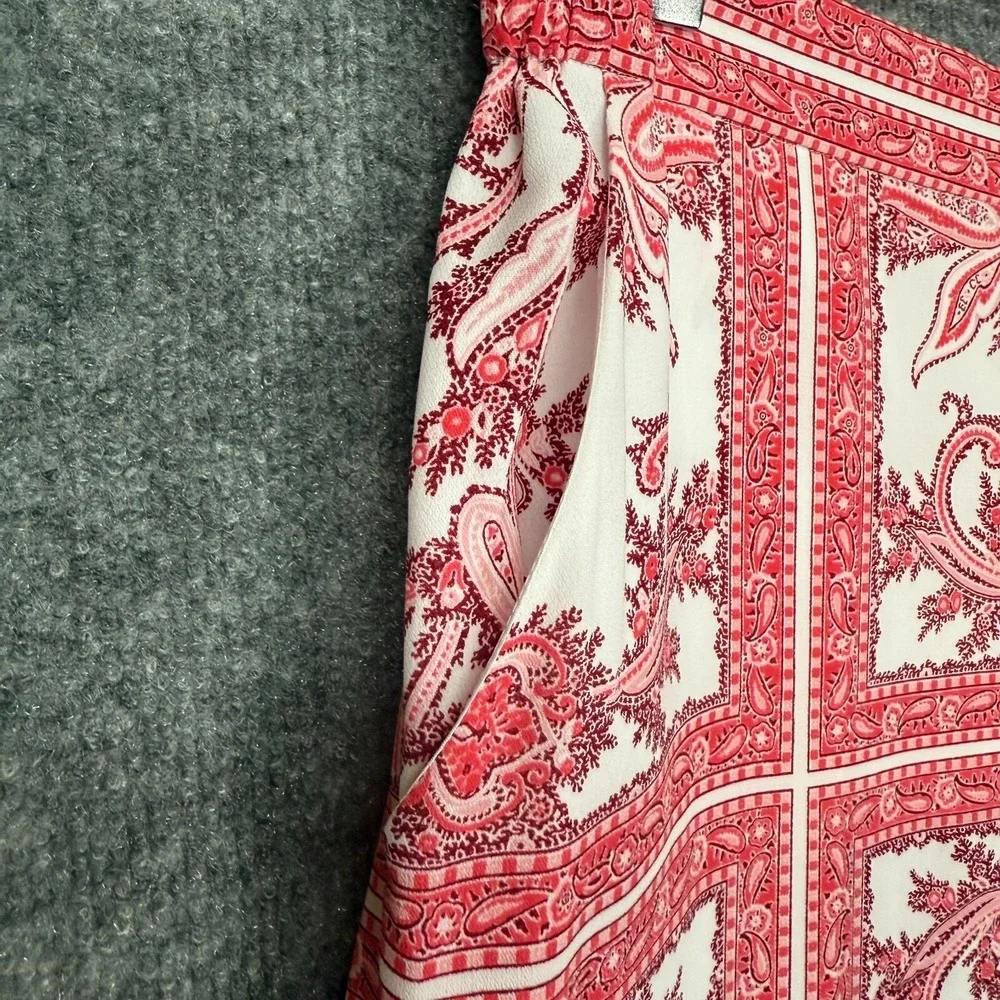 Michael Michael Kors Pants Womens Large Pink Print Wide Leg Crop Palazzo Pull On